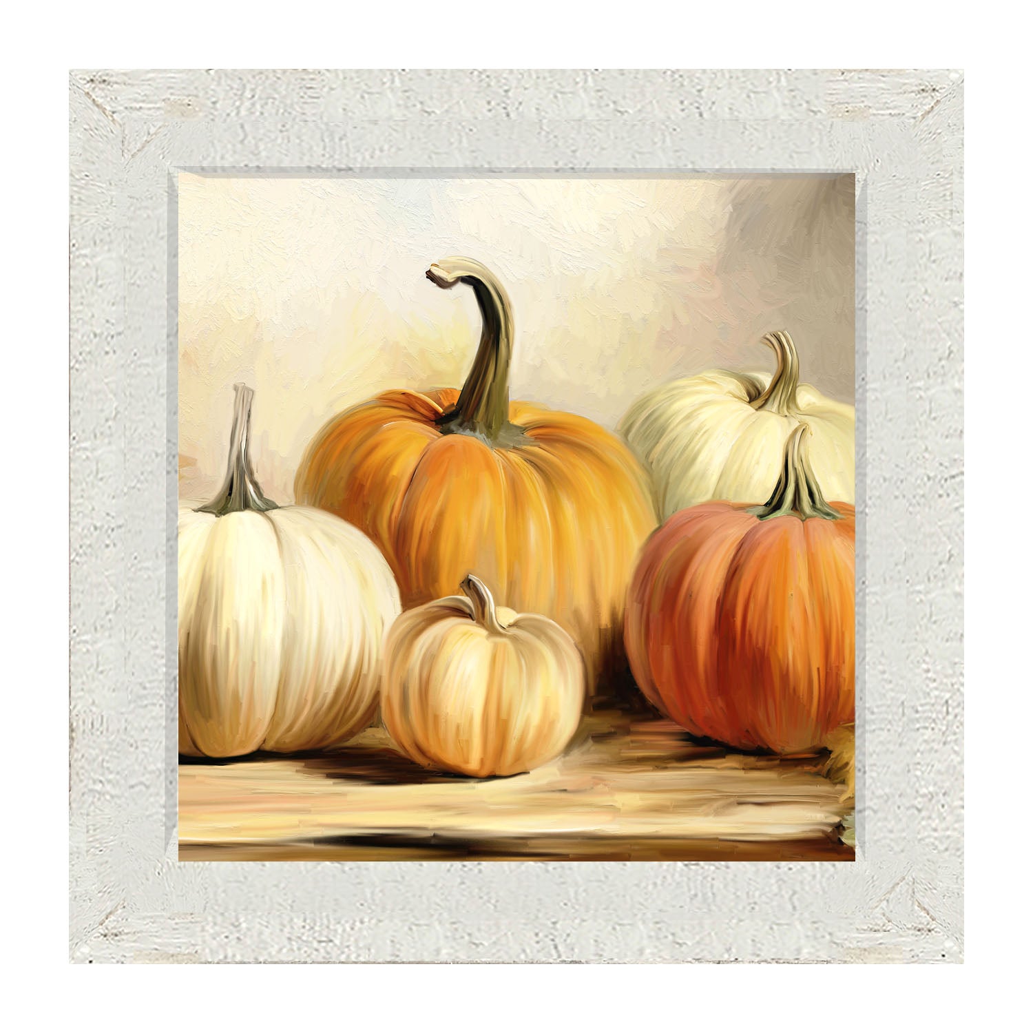 Pumpkins on a table - Framed art