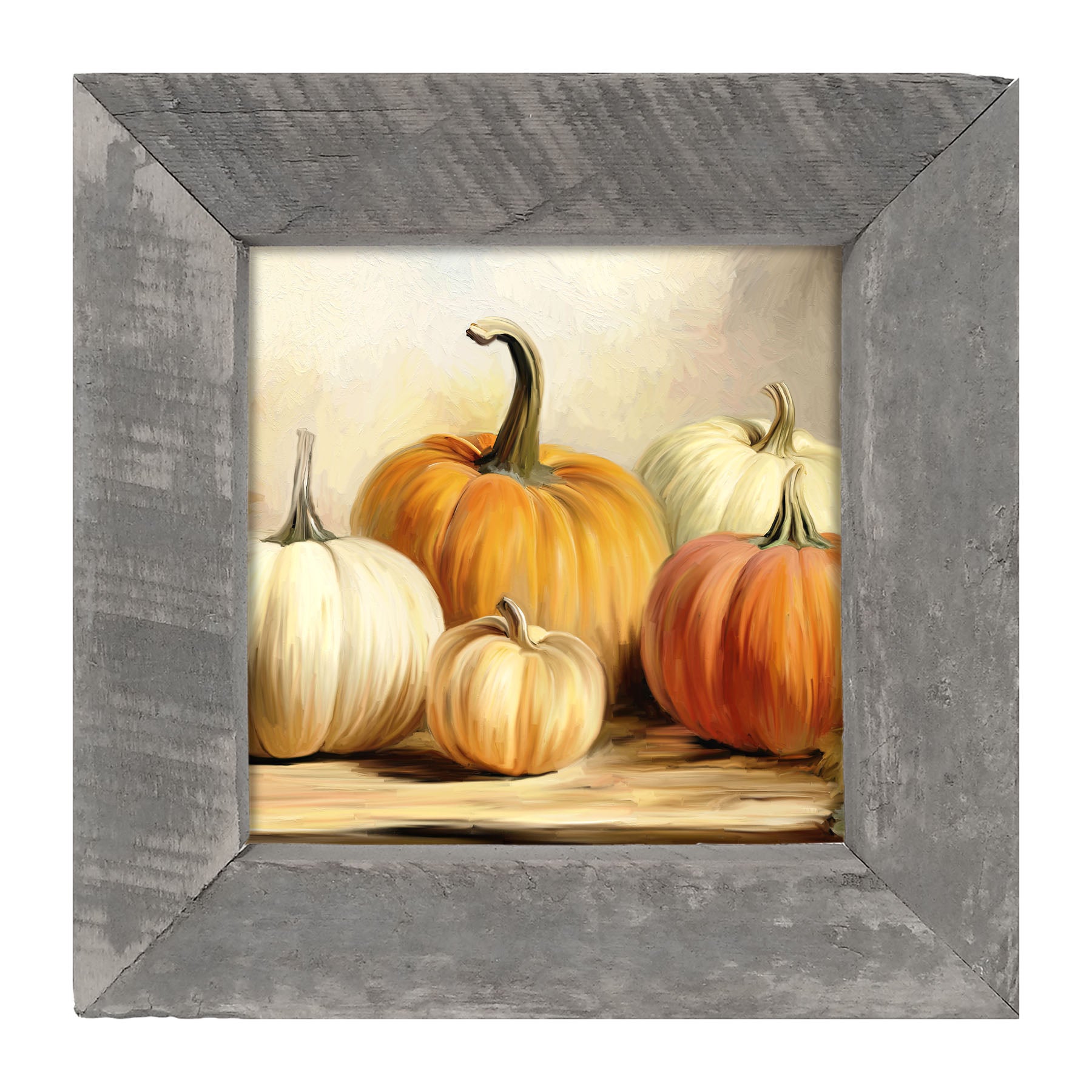 Pumpkins on a table - Framed art