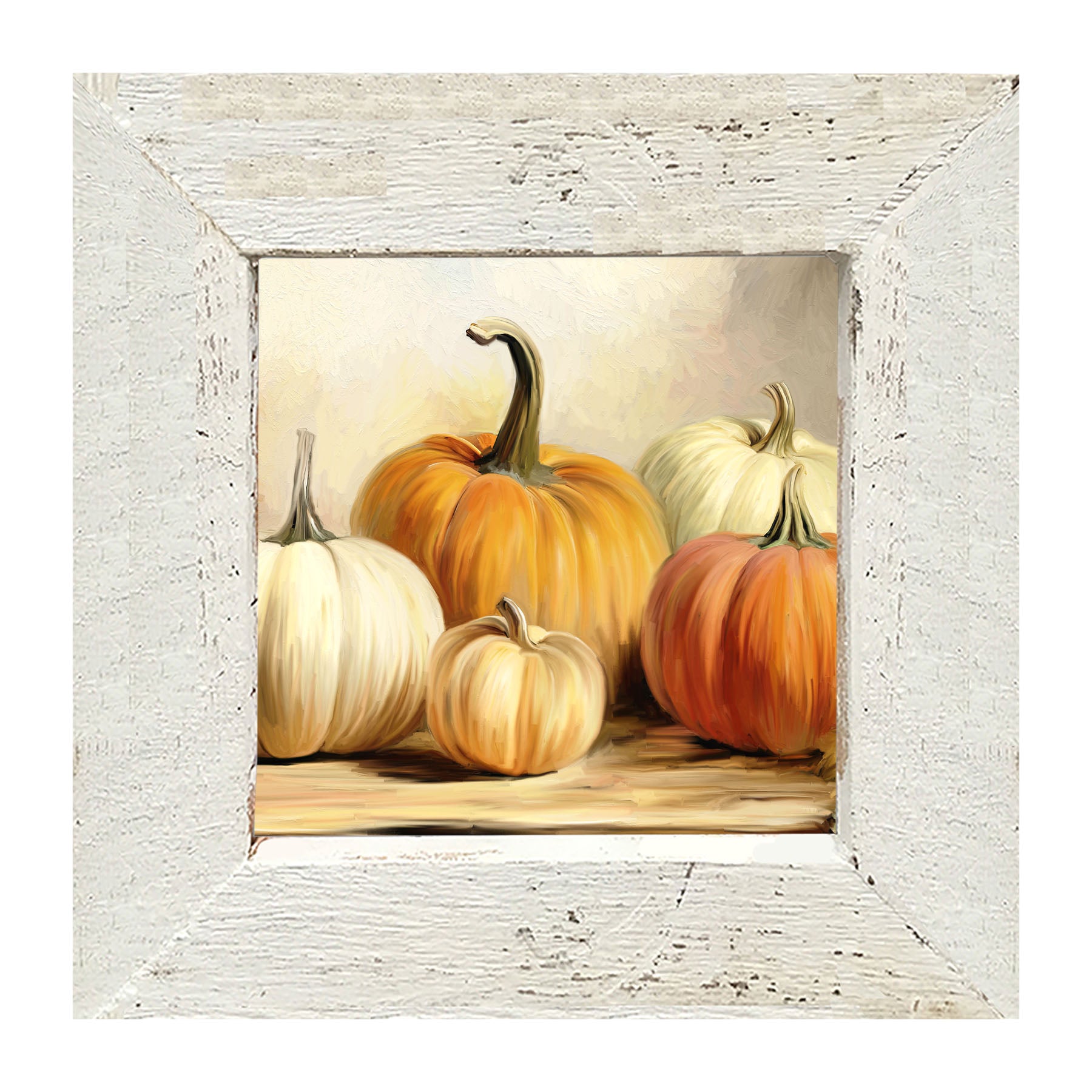 Pumpkins on a table - Framed art
