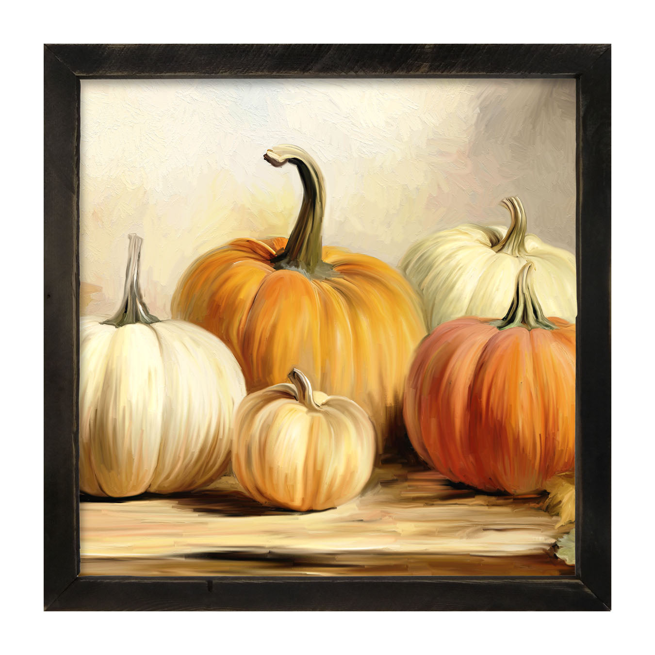 Pumpkins on a table - Framed art