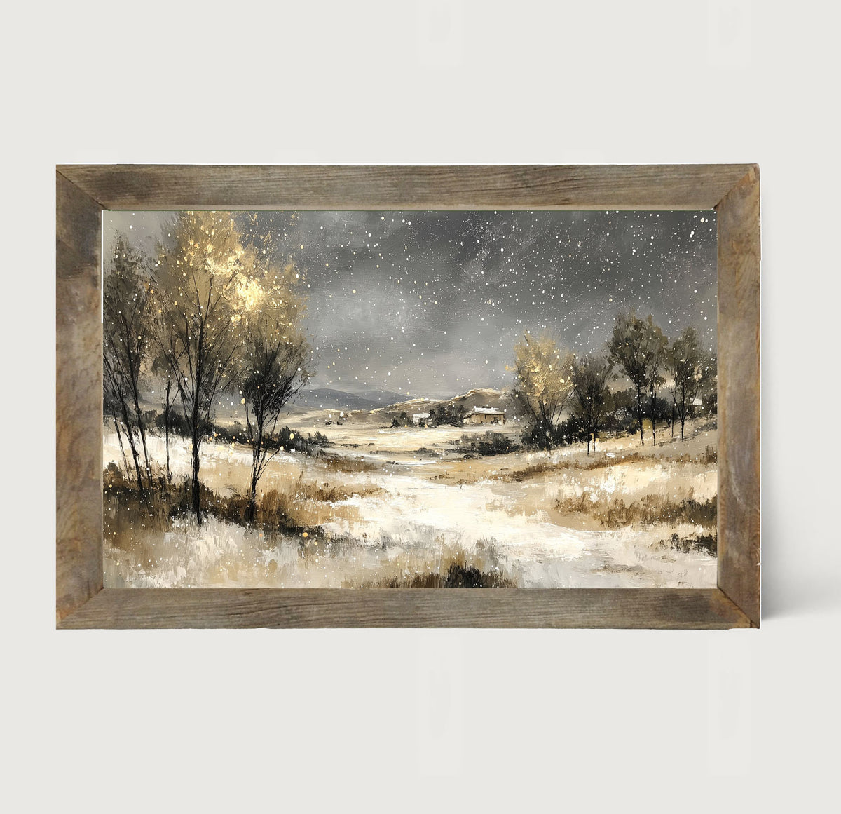 Snow Falling on a Field