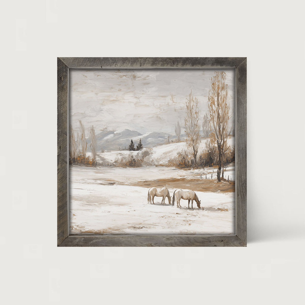 Horses in a Snowy Field
