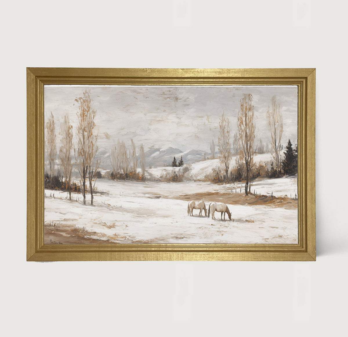 Horses in a Snowy Field