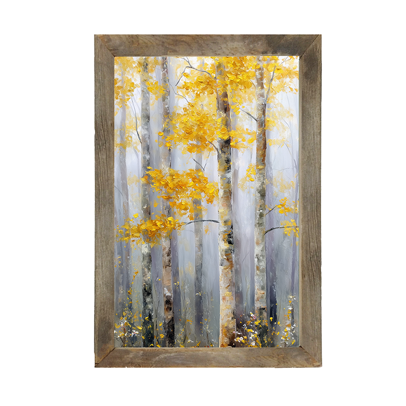 Golden Leaves in the Woods - Framed Art