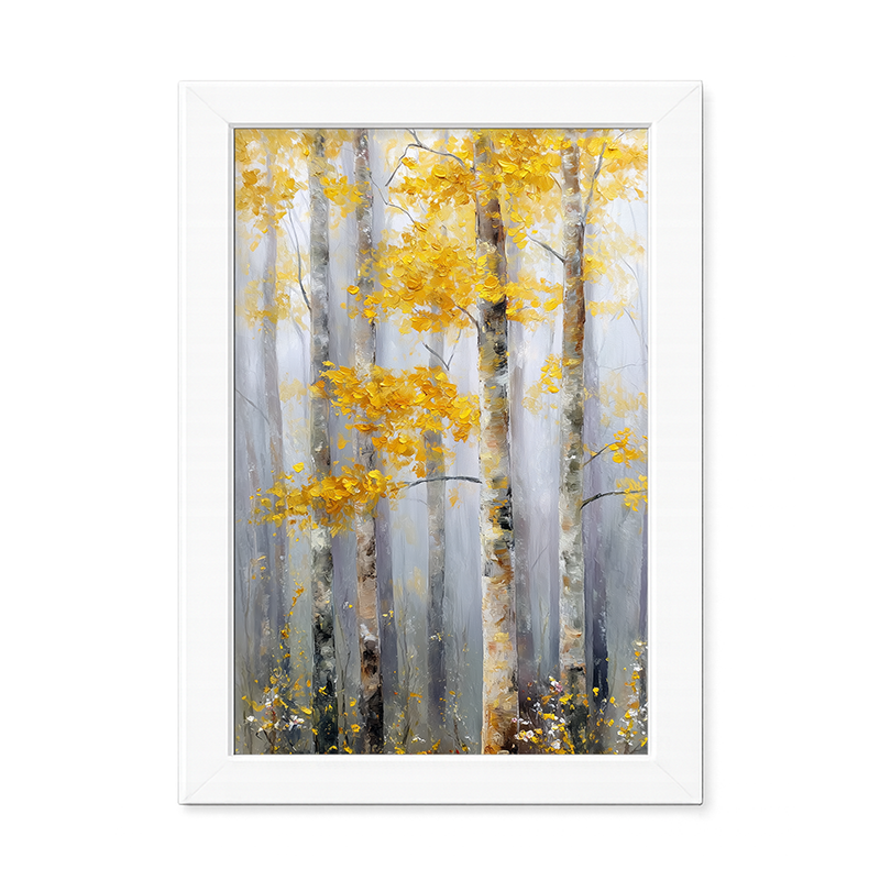 Golden Leaves in the Woods - Framed Art