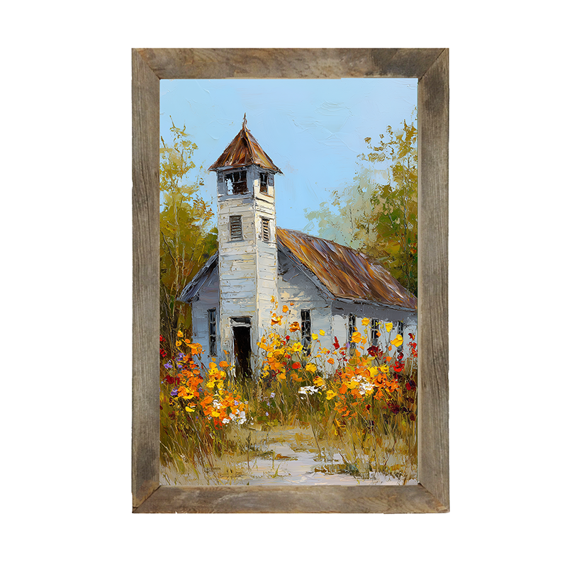 Autumn Country Church - Wildflowers