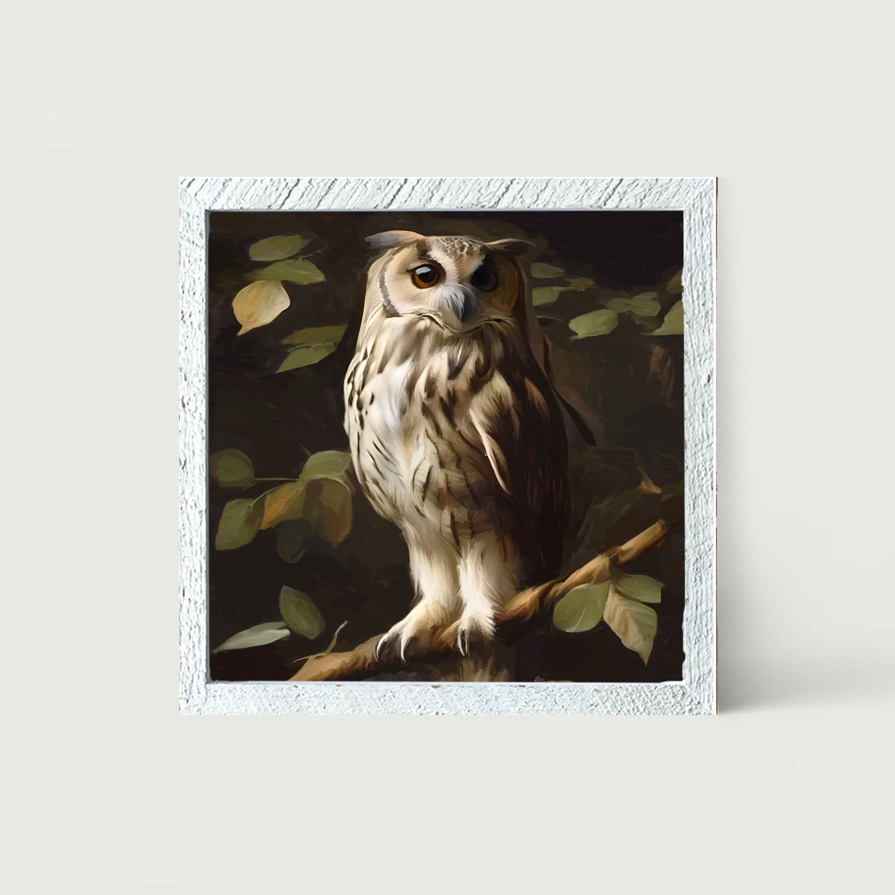 Gray and White Owl - Framed Art