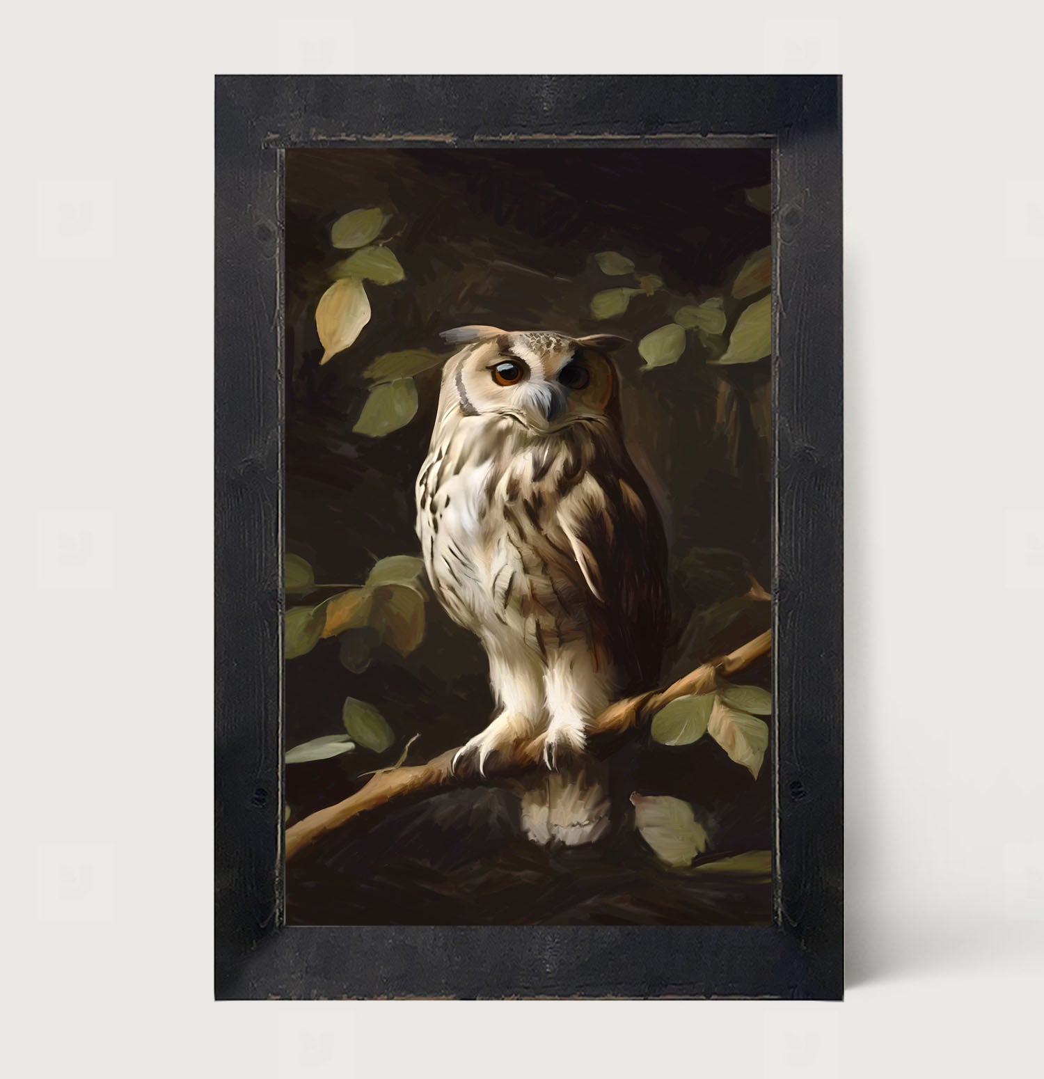 Gray and White Owl - Framed Art