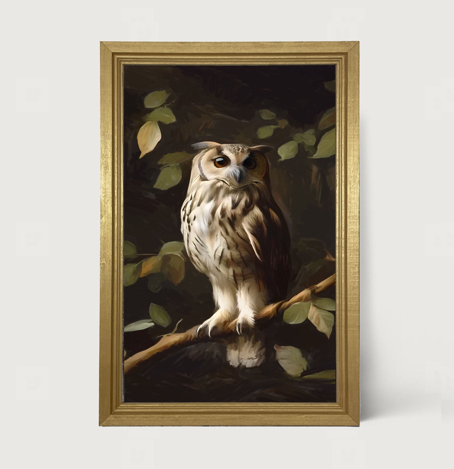 Gray and White Owl - Framed Art
