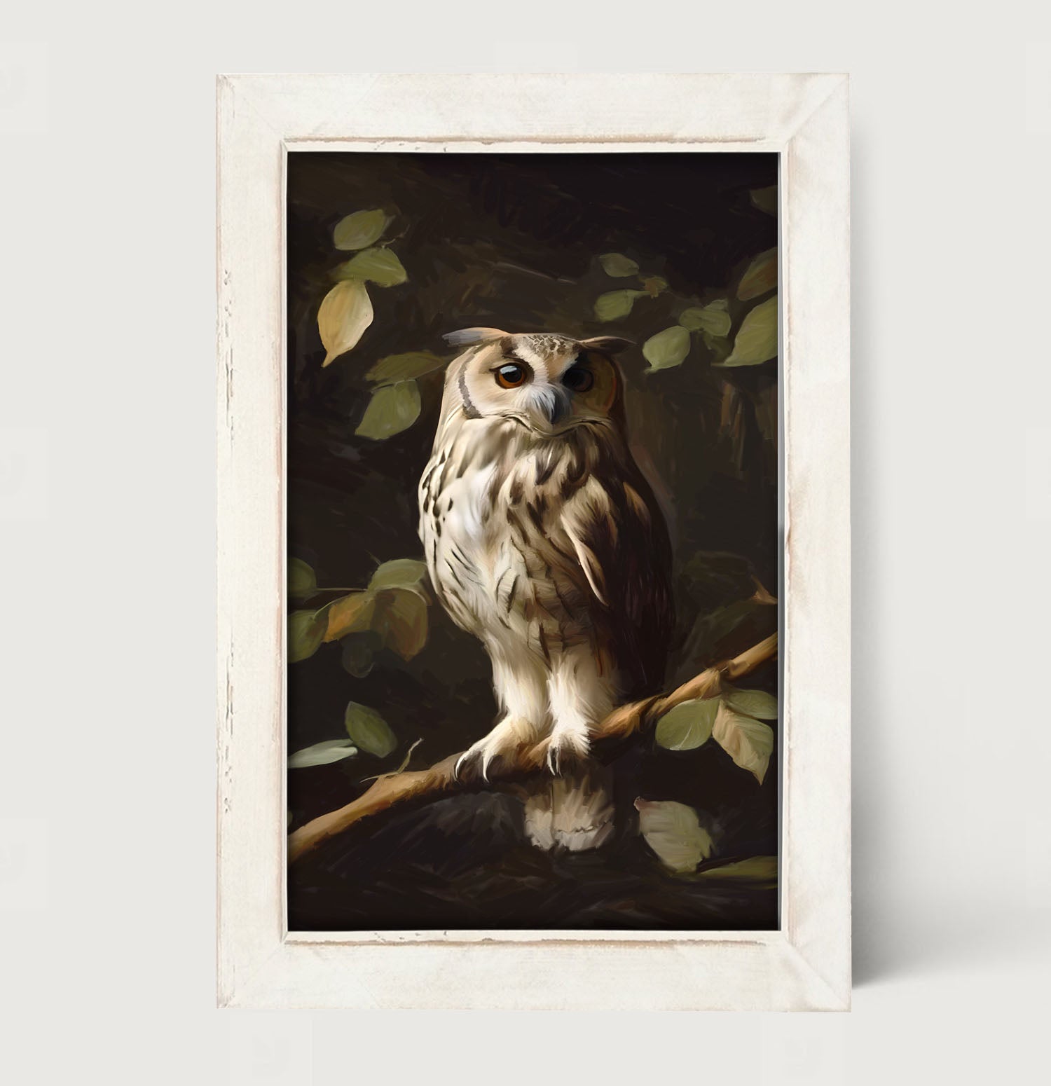 Gray and White Owl - Framed Art