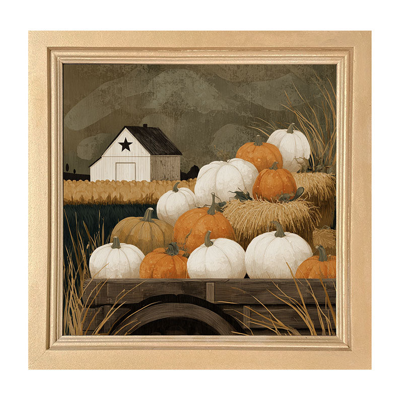 Rustic Wagon with Pumpkins - Framed Art