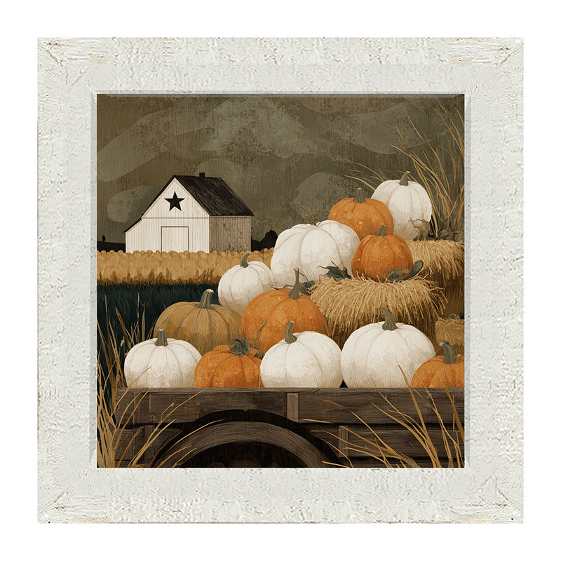 Rustic Wagon with Pumpkins - Framed Art