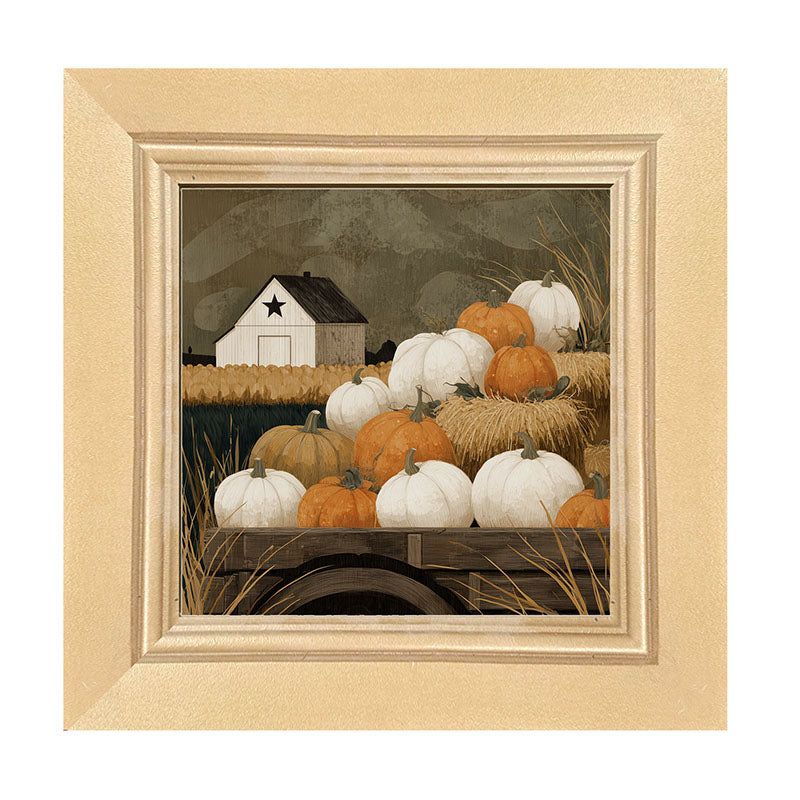 Rustic Wagon with Pumpkins - Framed Art