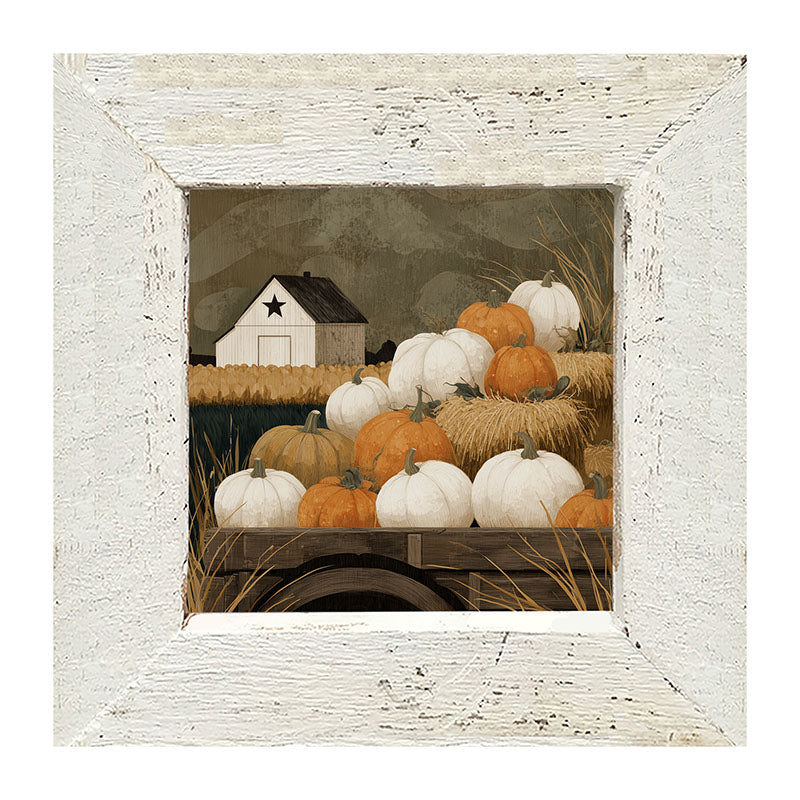 Rustic Wagon with Pumpkins - Framed Art