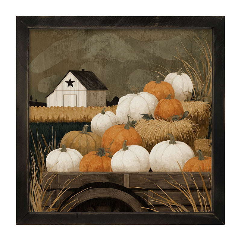 Rustic Wagon with Pumpkins - Framed Art