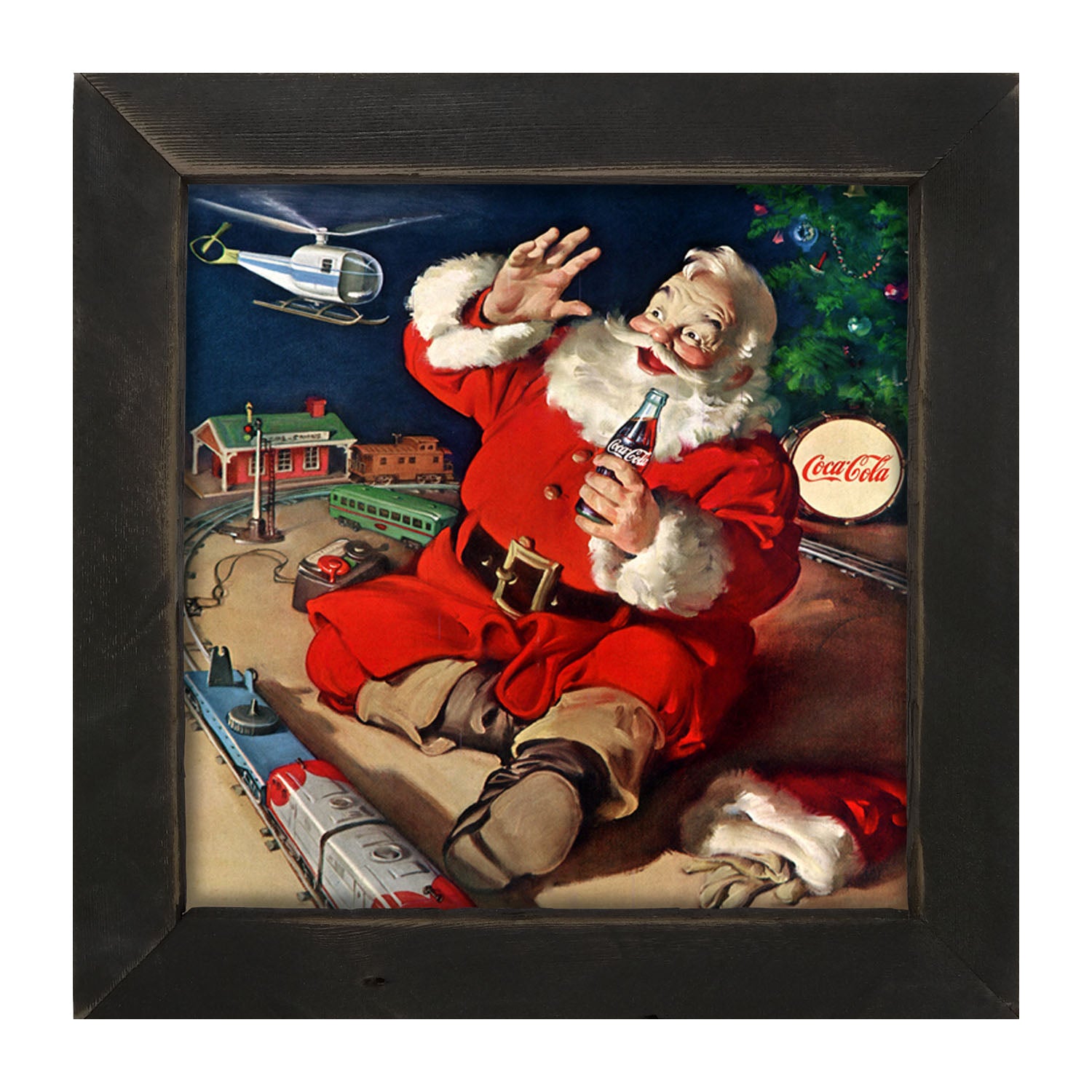 Santa with Train - Framed art