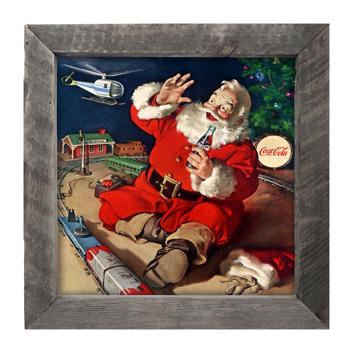 Santa with Train - Framed art