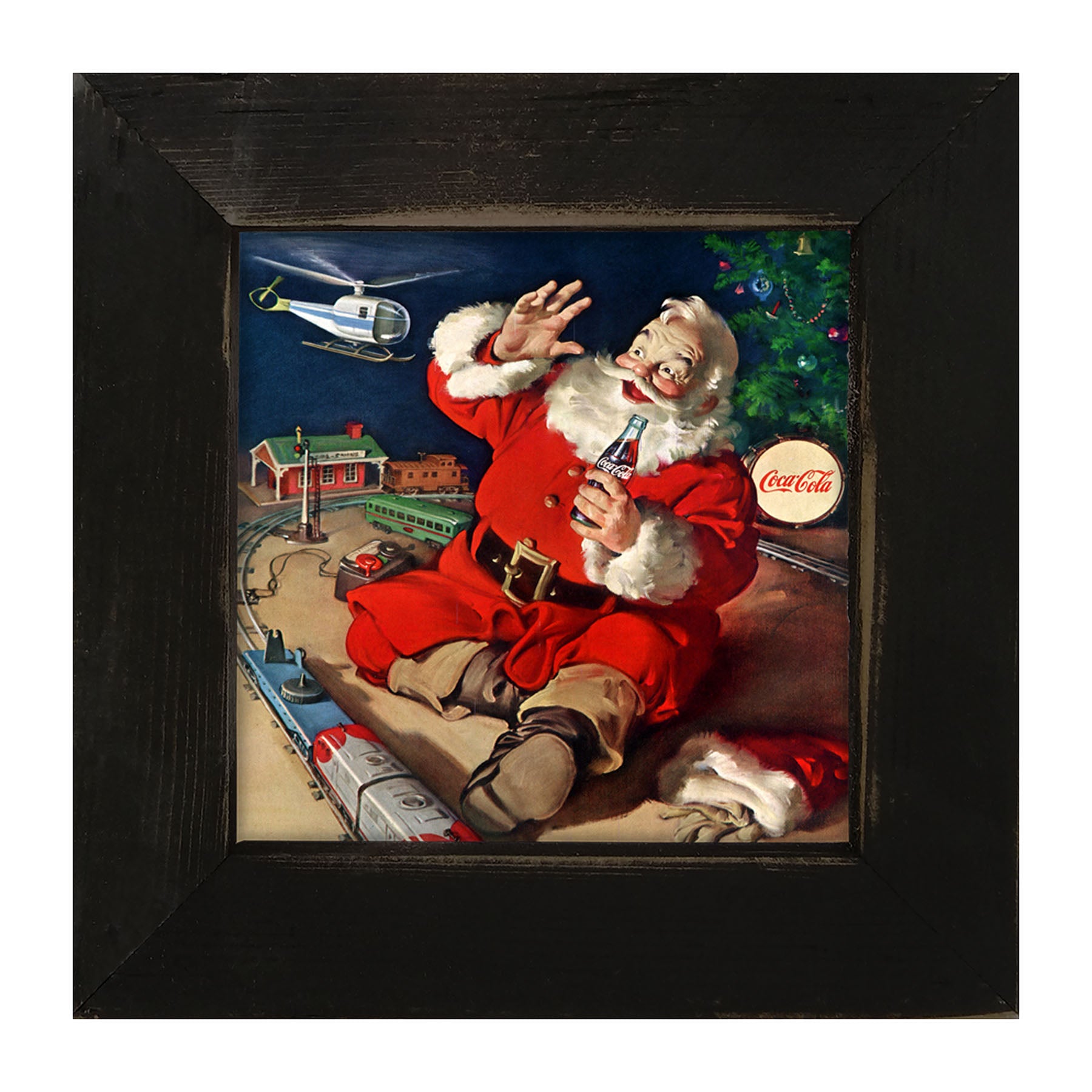 Santa with Train - Framed art