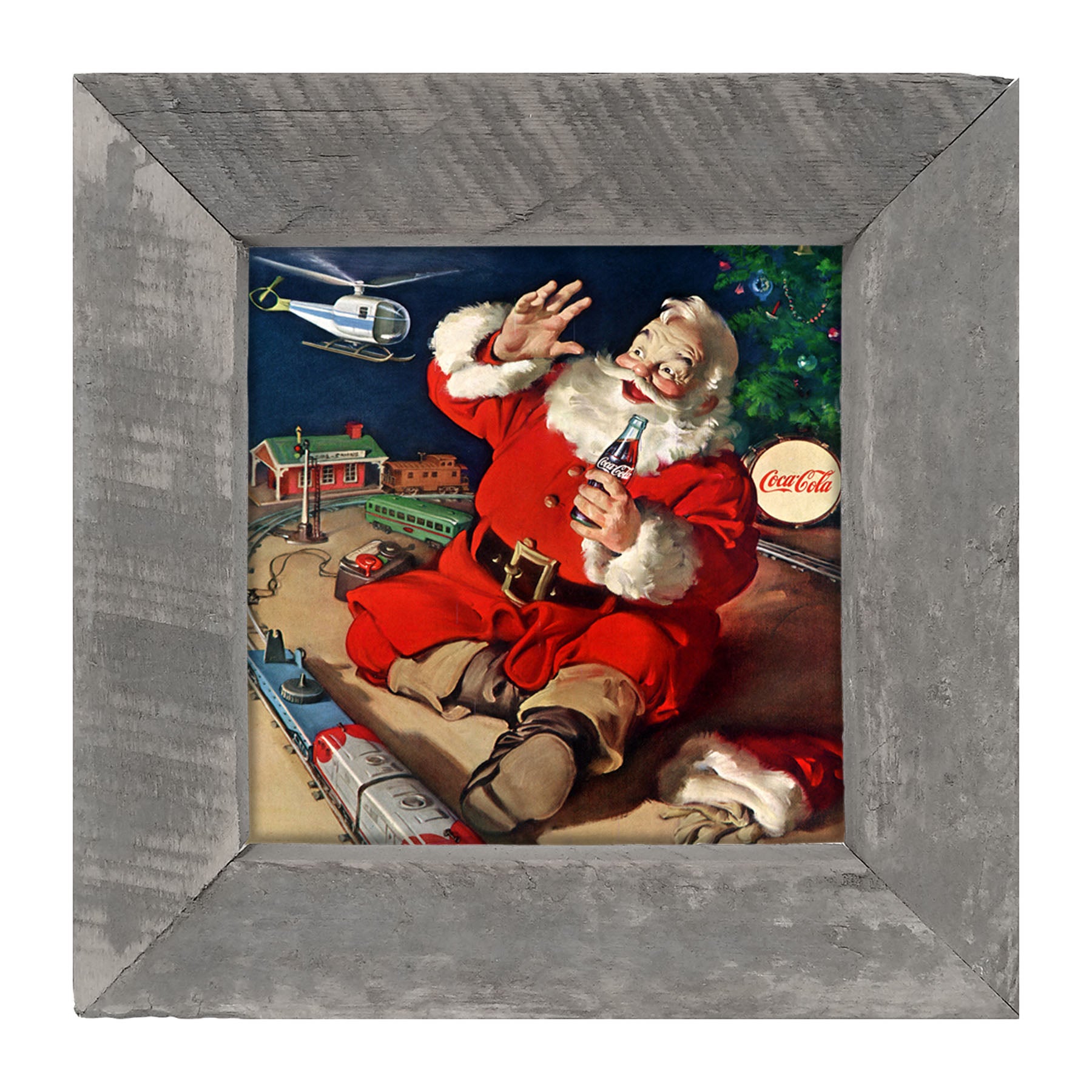Santa with Train - Framed art