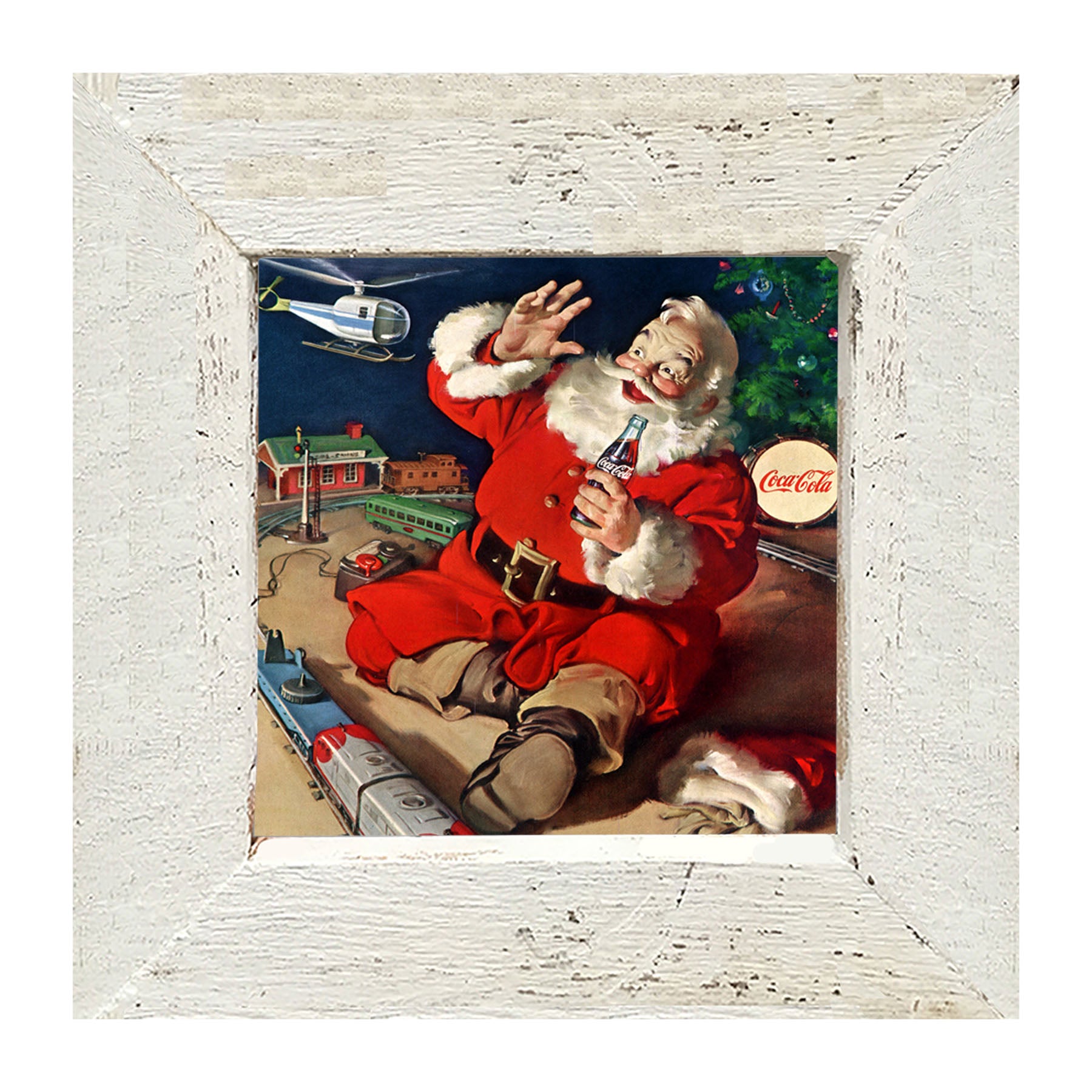 Santa with Train - Framed art