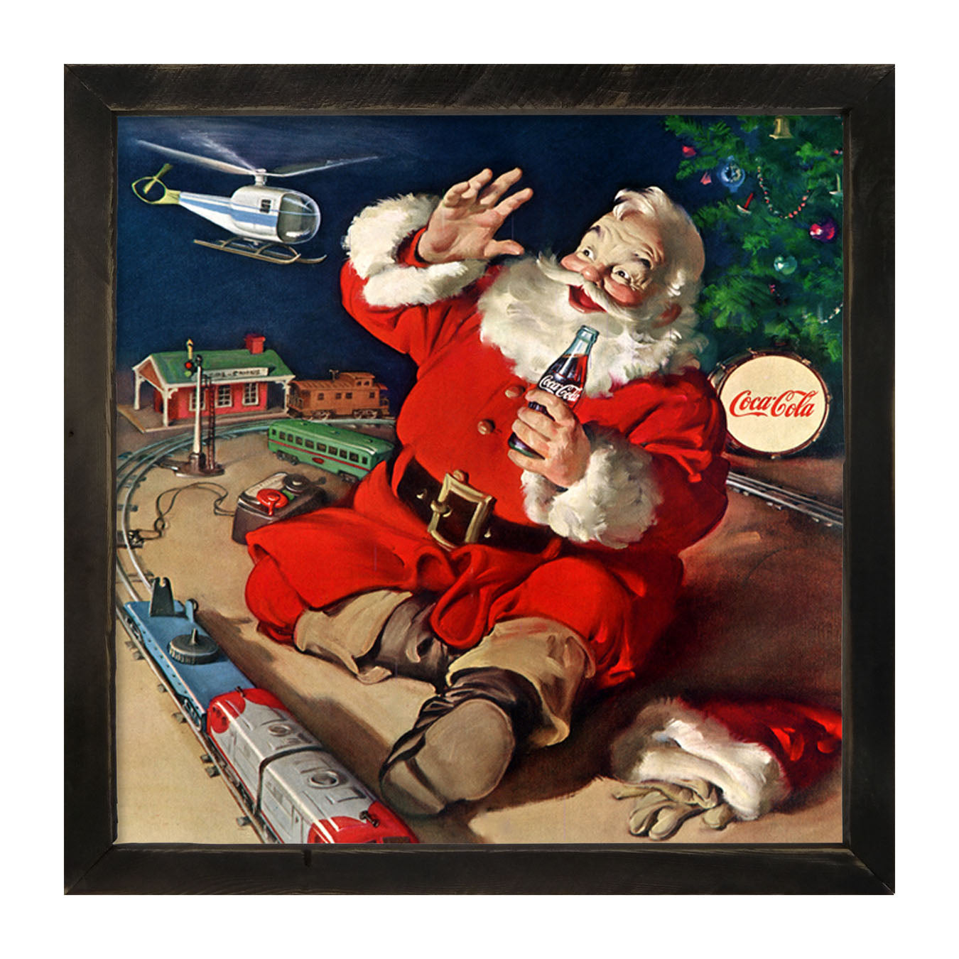 Santa with Train - Framed art