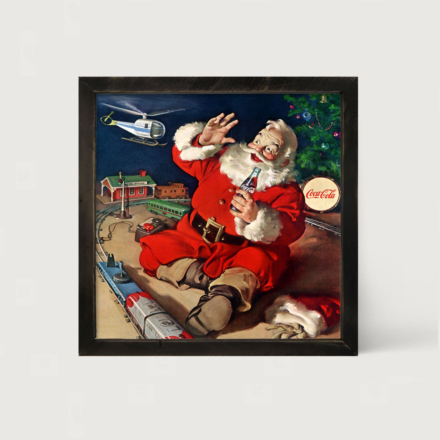 Santa with Train - Framed art
