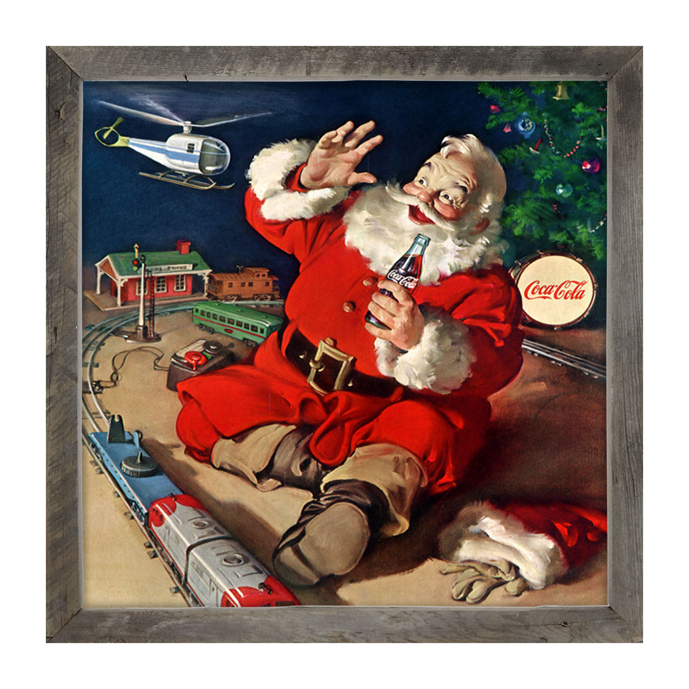 Santa with Train - Framed art