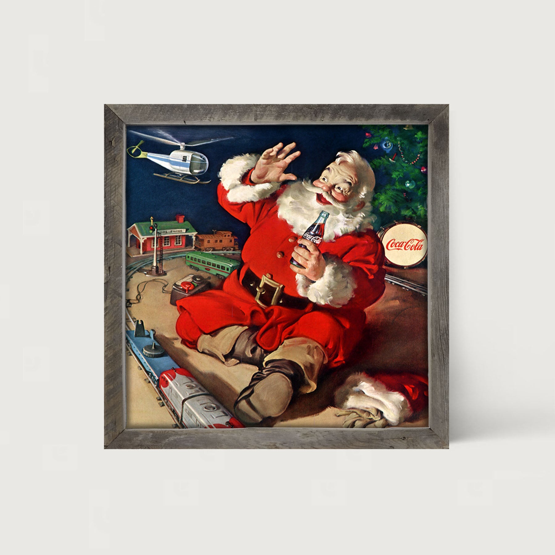 Santa with Train - Framed art