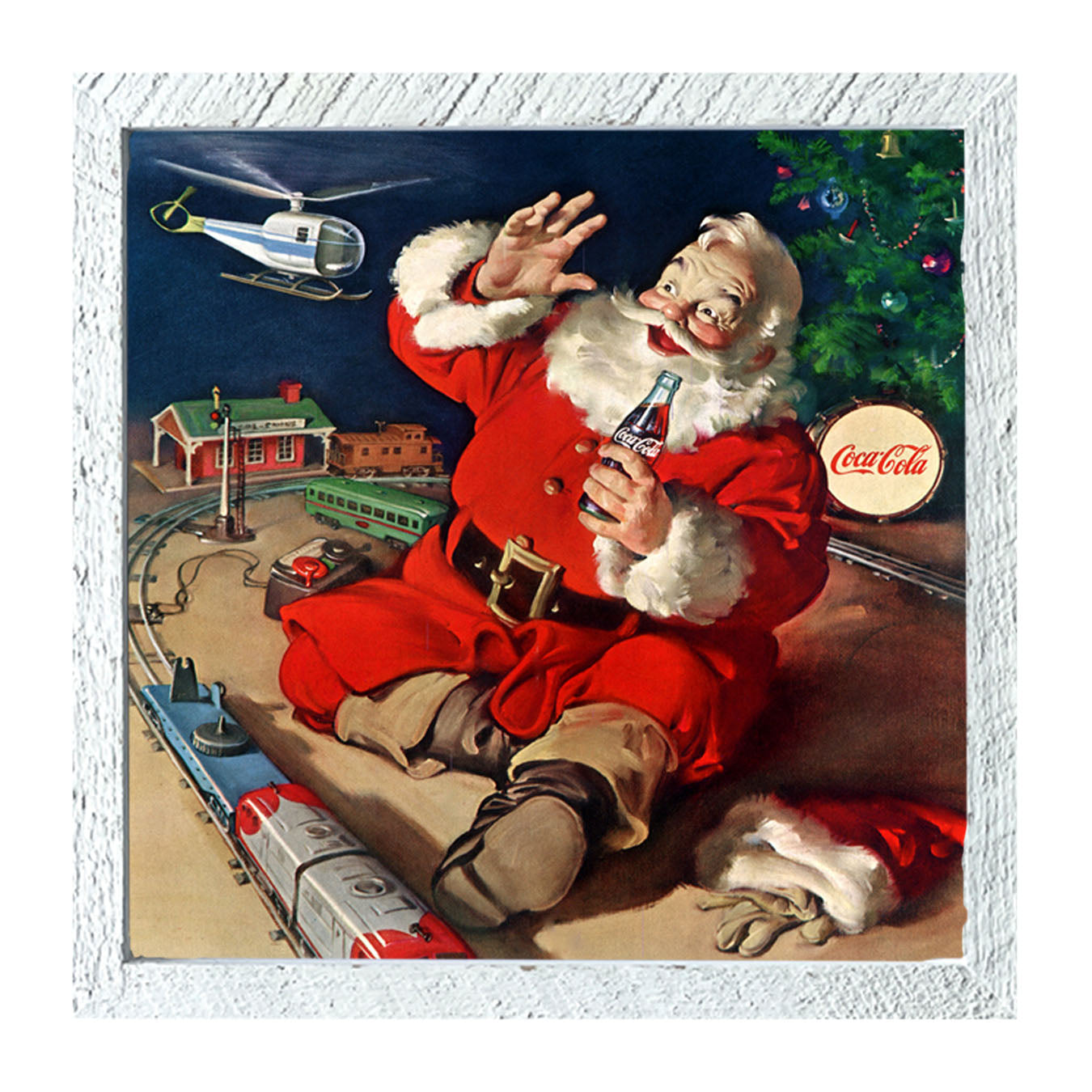 Santa with Train - Framed art