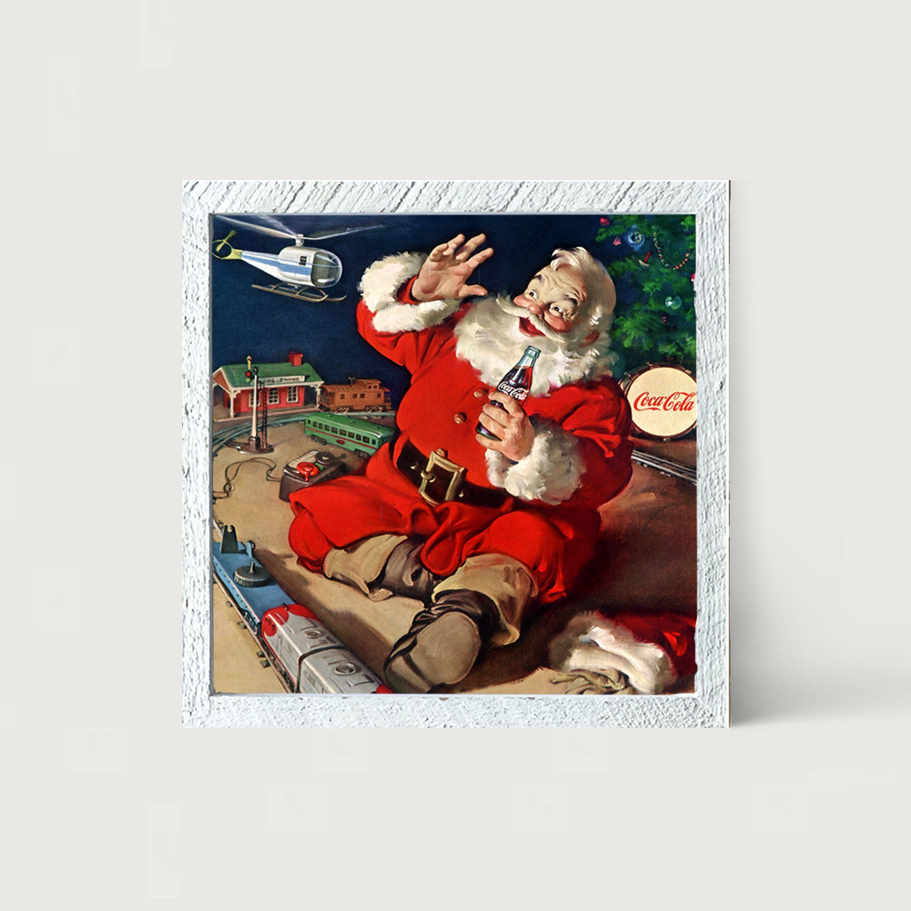 Santa with Train - Framed art