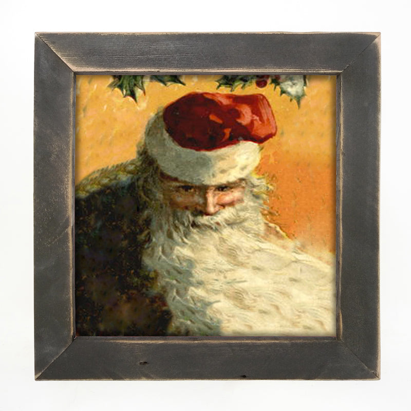Gold Background Santa with Blowing Beard