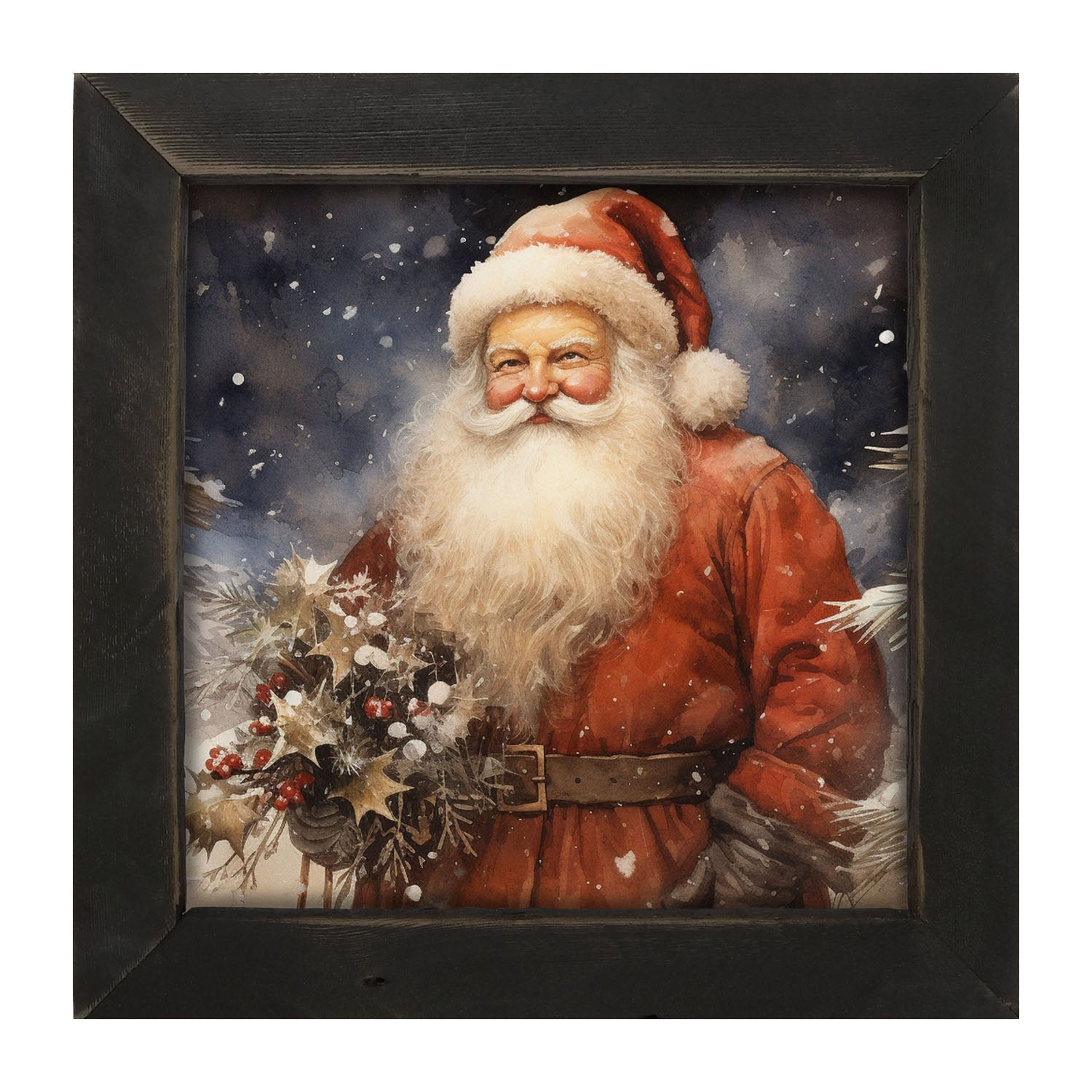 Winter night Santa - Framed art