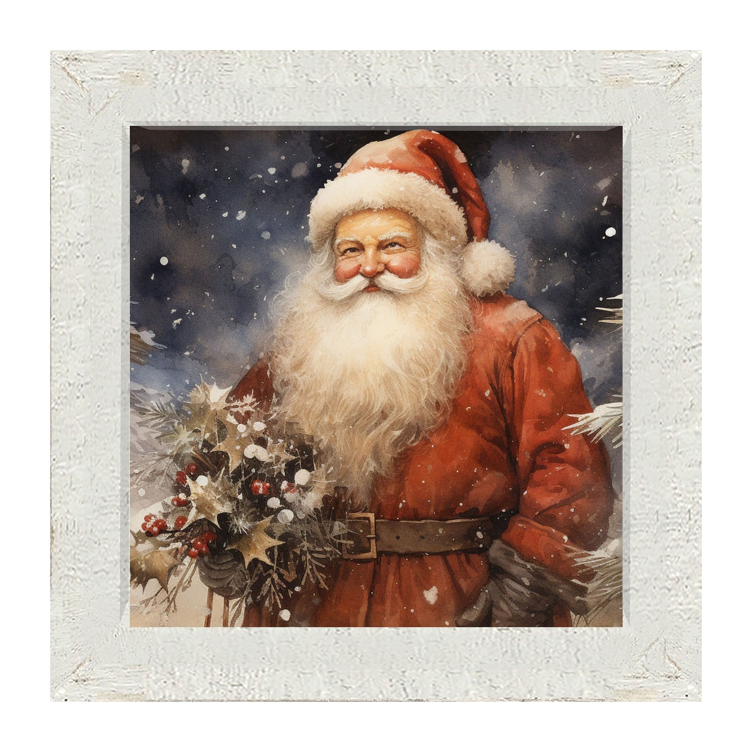 Winter night Santa - Framed art