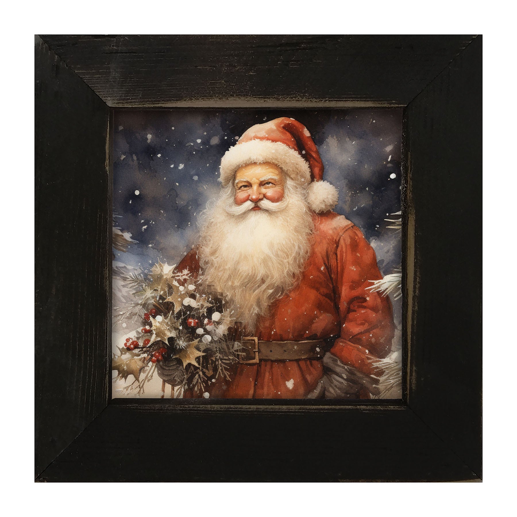 Winter night Santa - Framed art