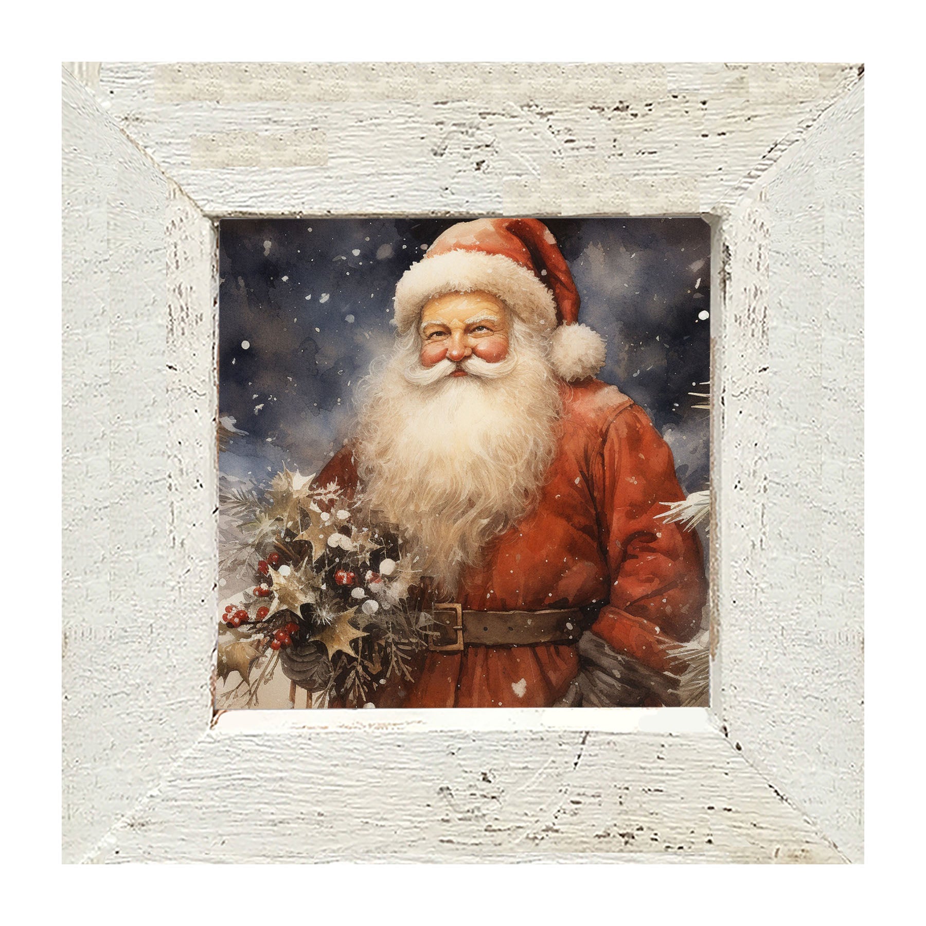 Winter night Santa - Framed art