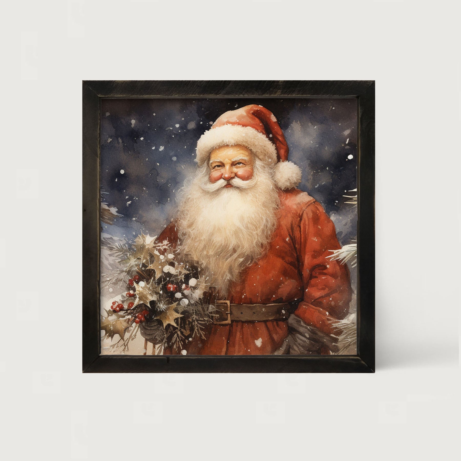Winter night Santa - Framed art