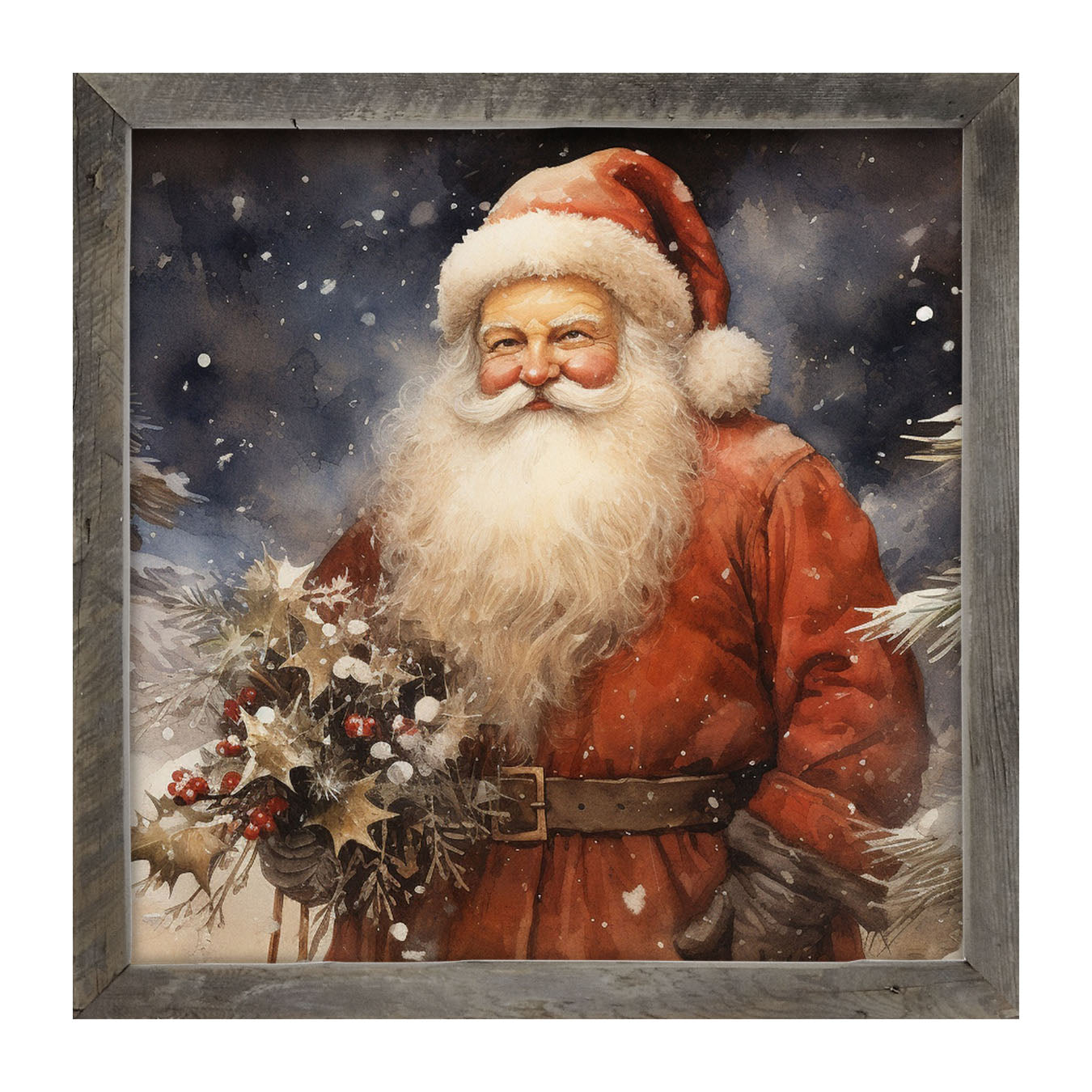 Winter night Santa - Framed art