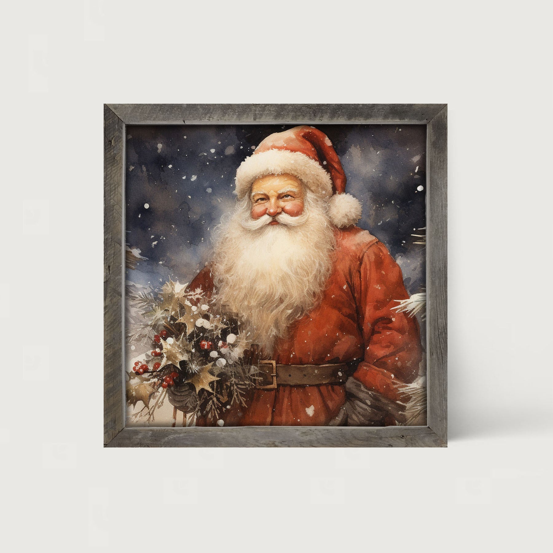 Winter night Santa - Framed art