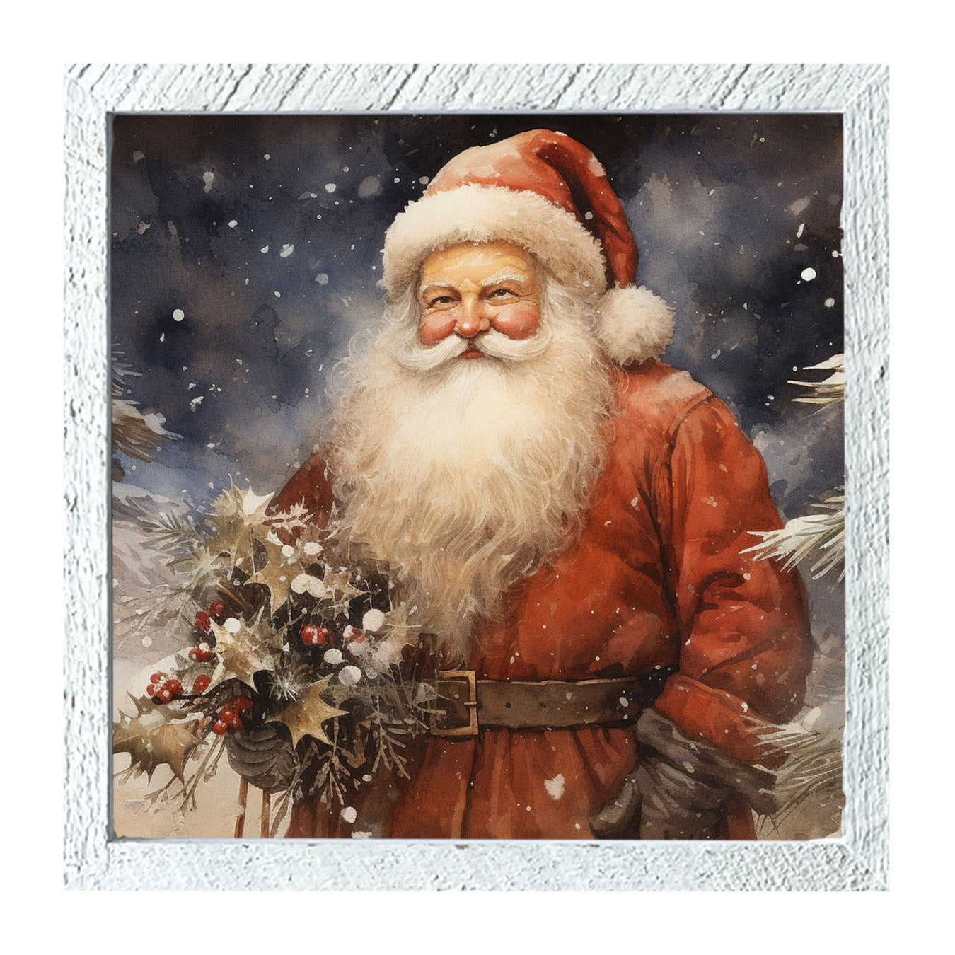 Winter night Santa - Framed art