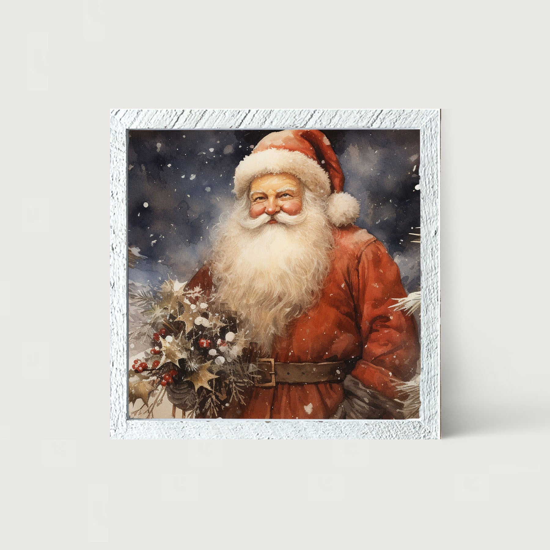 Winter night Santa - Framed art