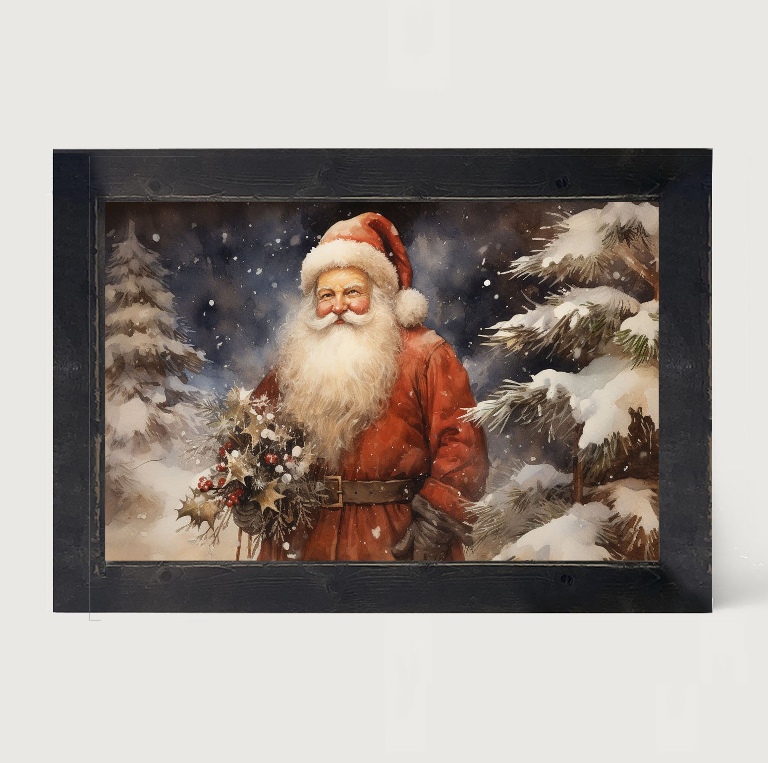 Winter night Santa - Framed art