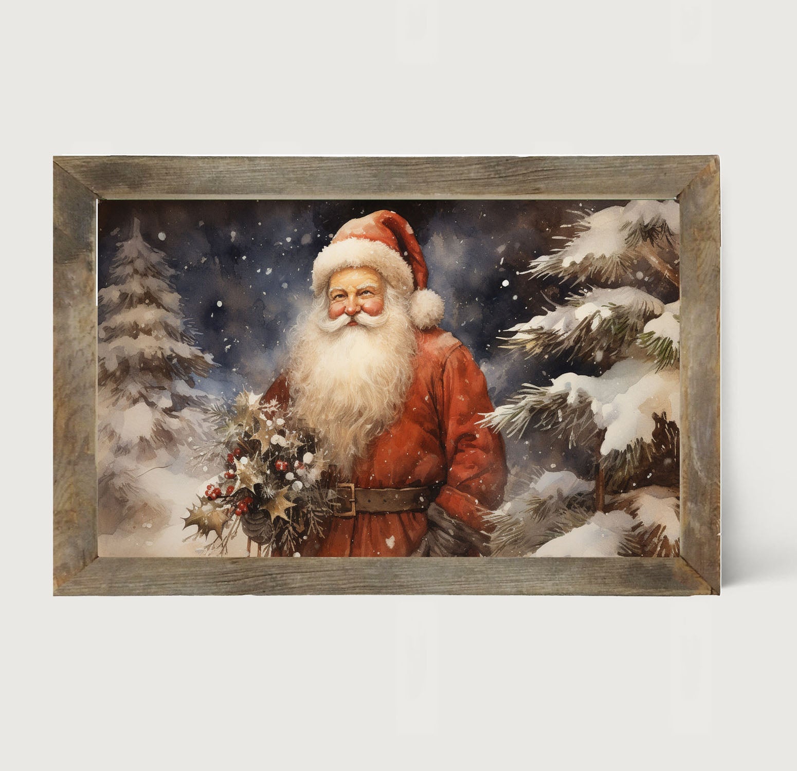 Winter night Santa - Framed art