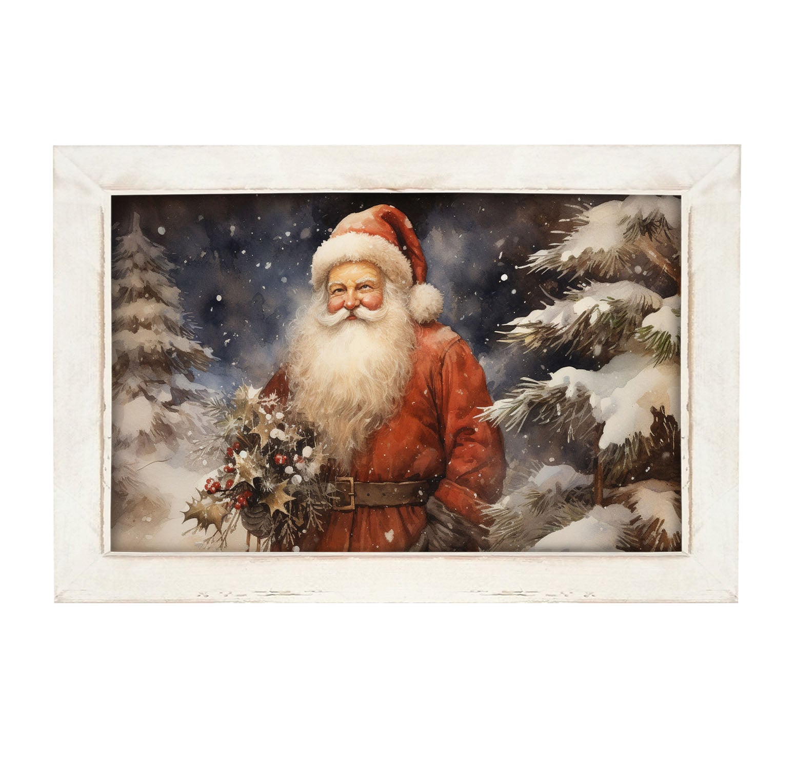 Winter night Santa - Framed art