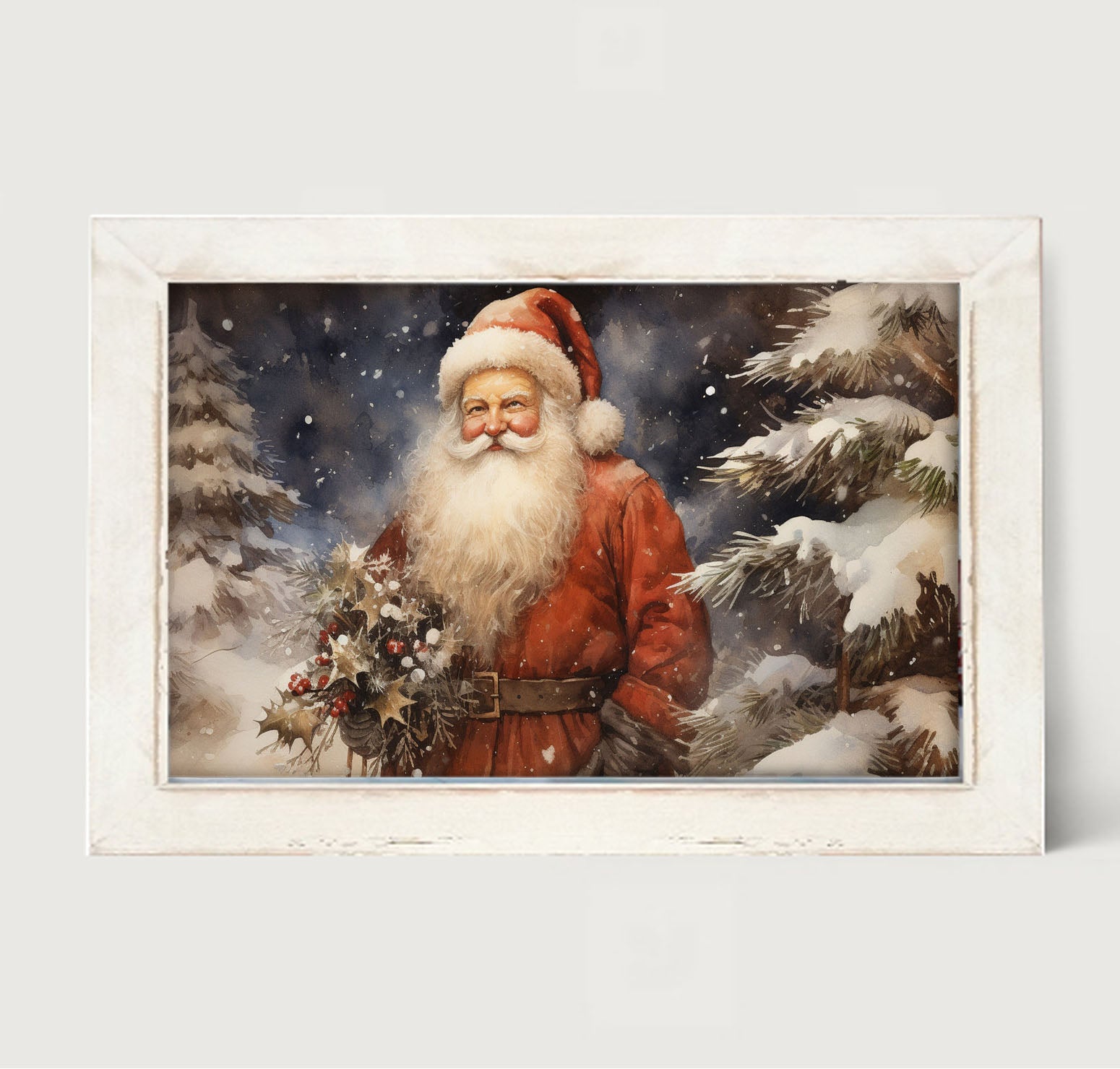 Winter night Santa - Framed art
