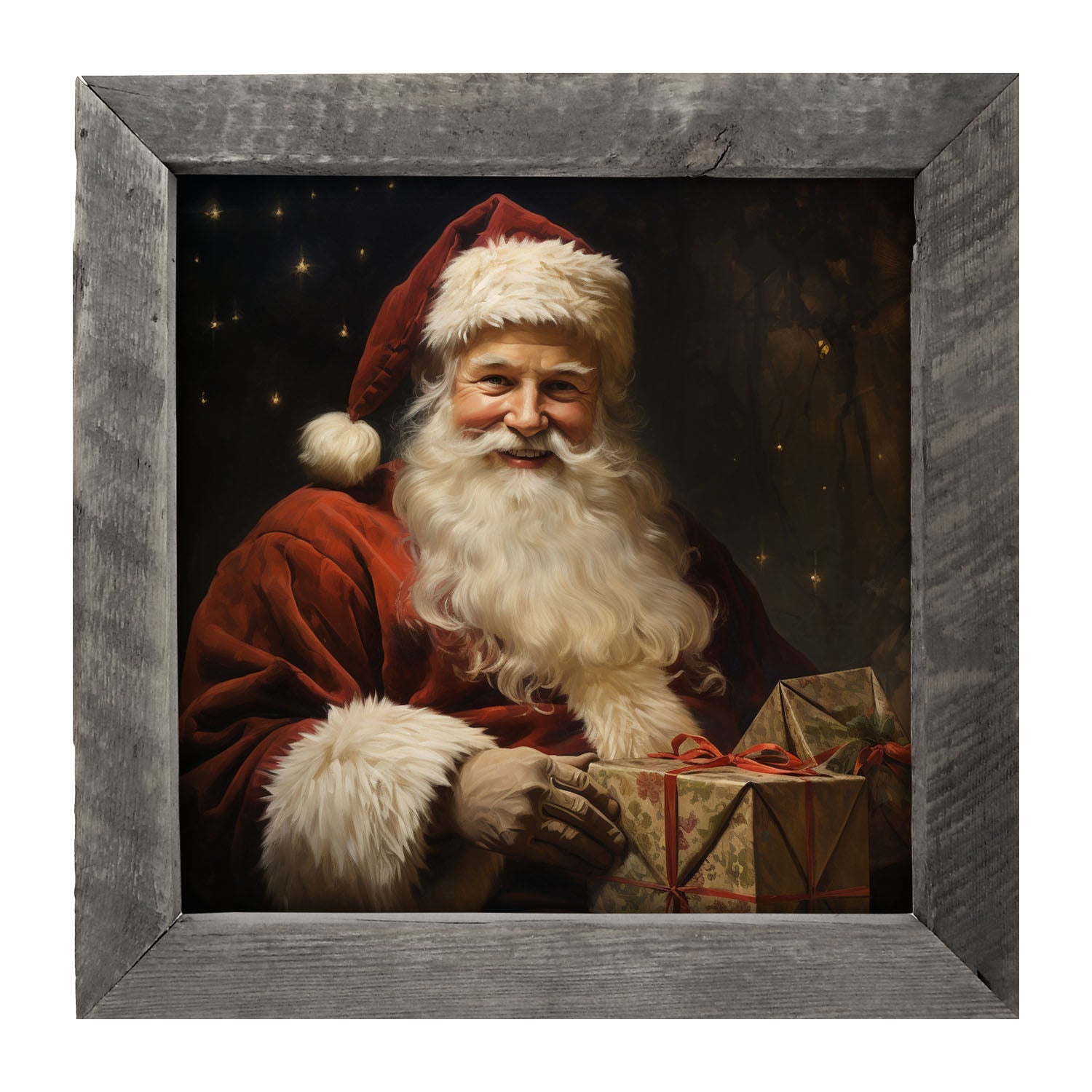 Starry night Santa - Framed art