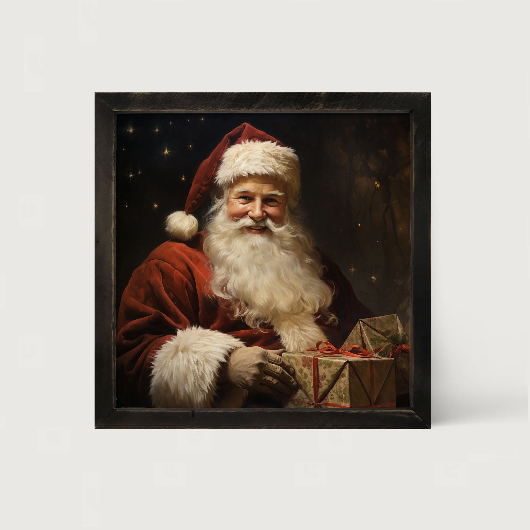 Starry night Santa - Framed art