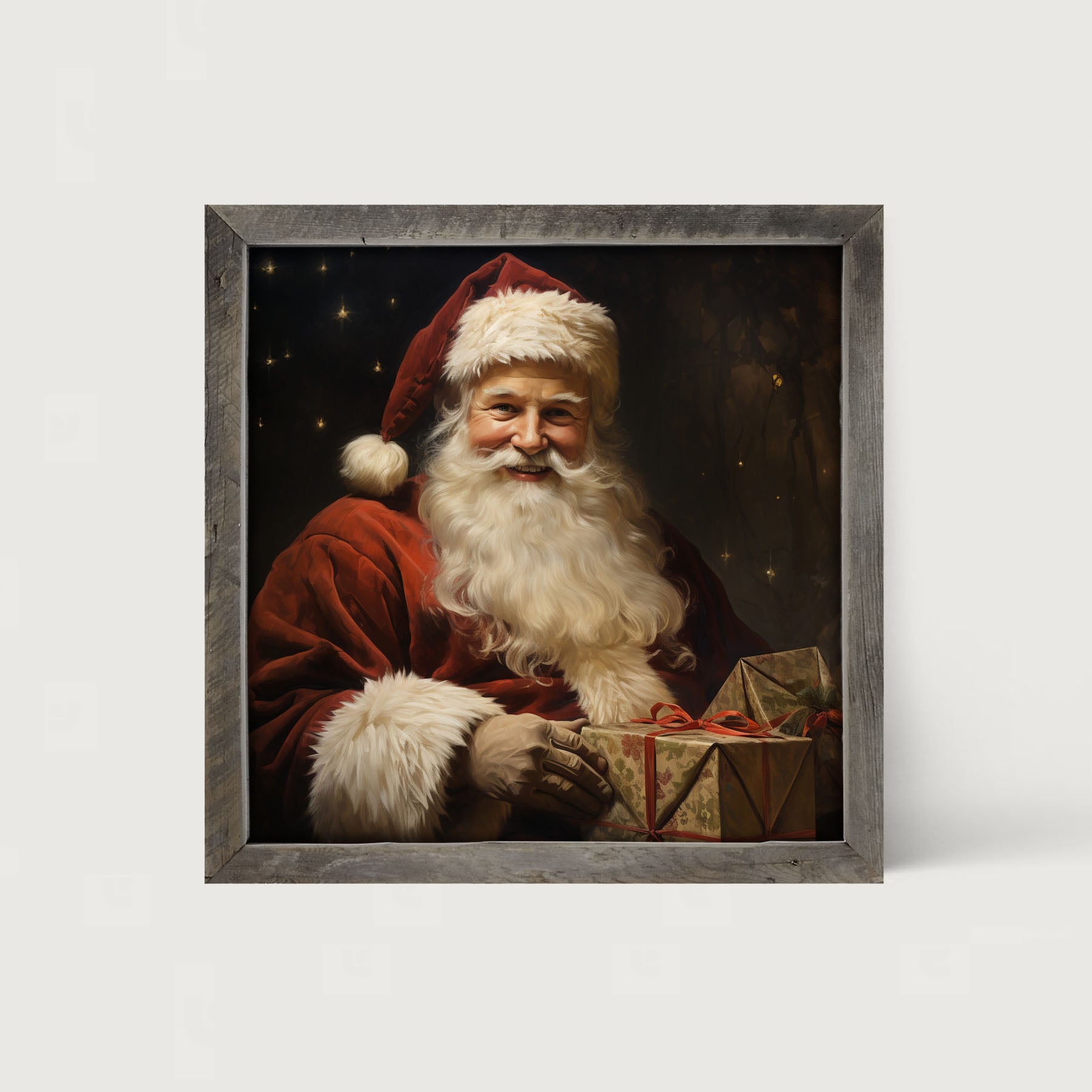Starry night Santa - Framed art