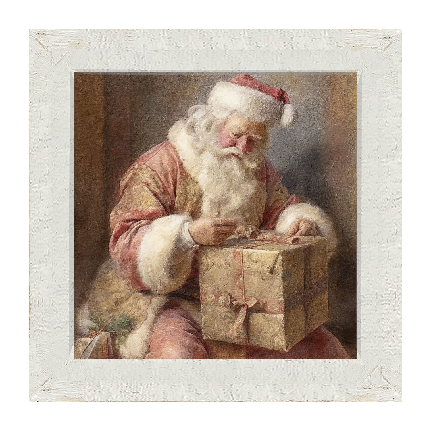 Old world Santa sitting - Framed art