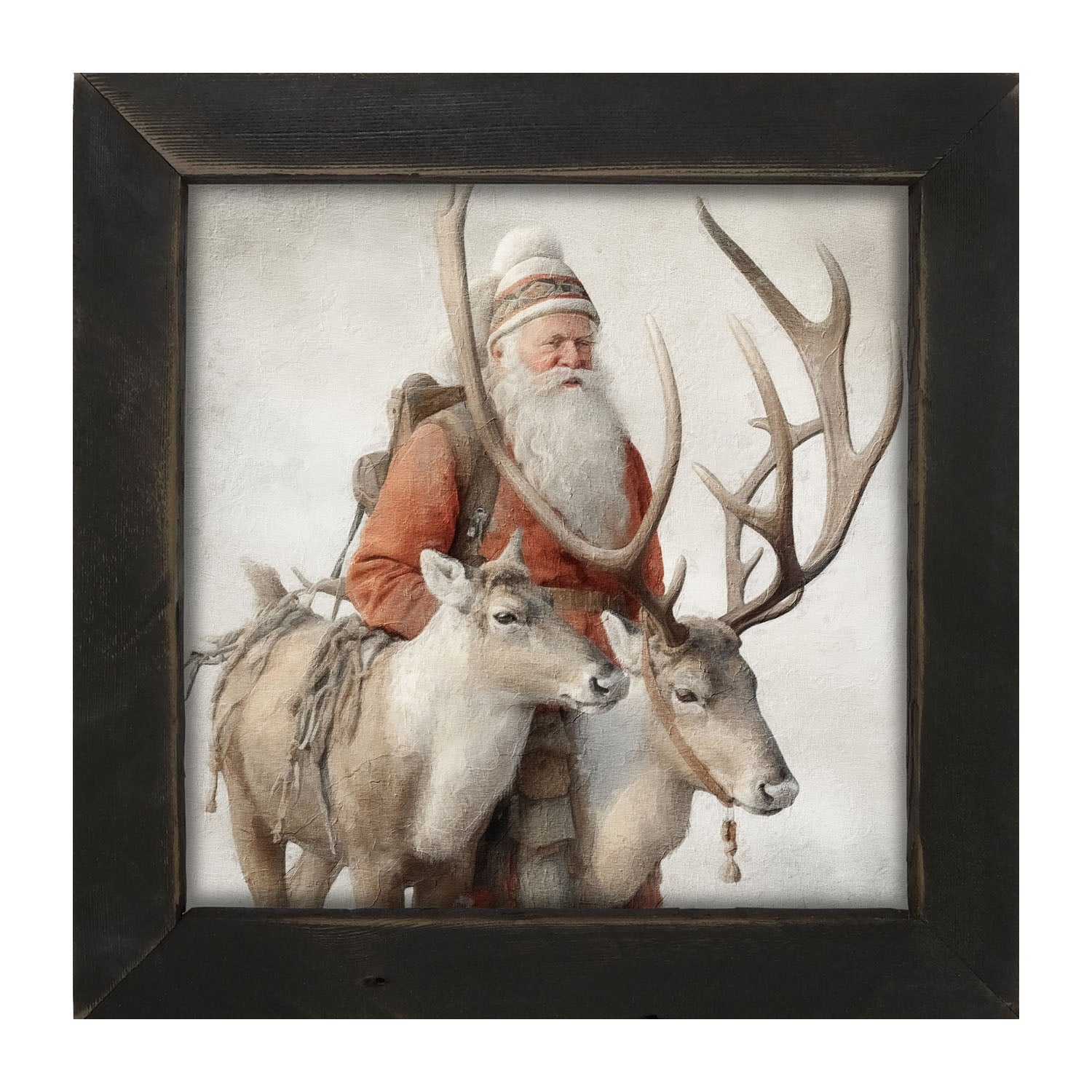 Old world Santa with reindeer