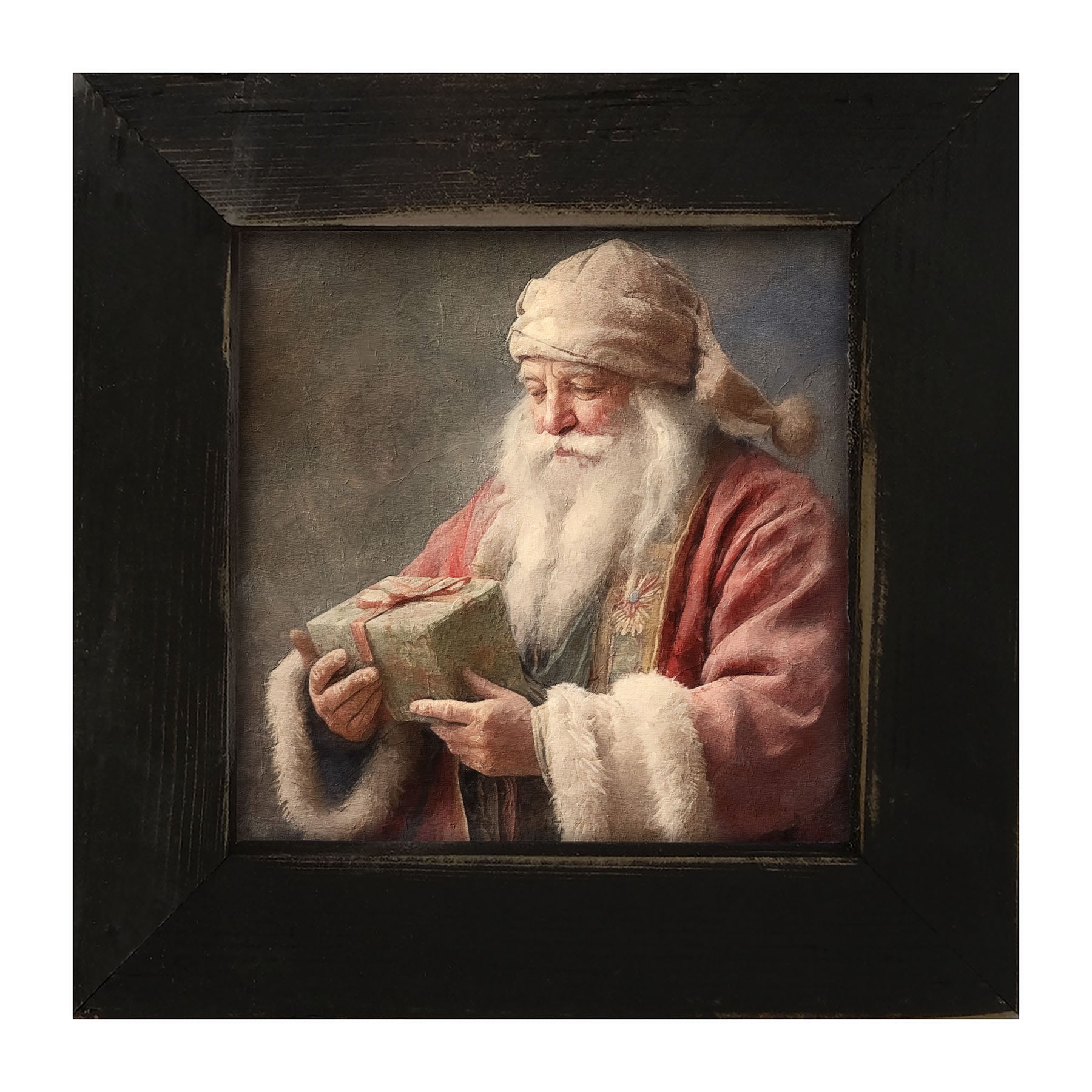 Old world Santa with present - Framed art